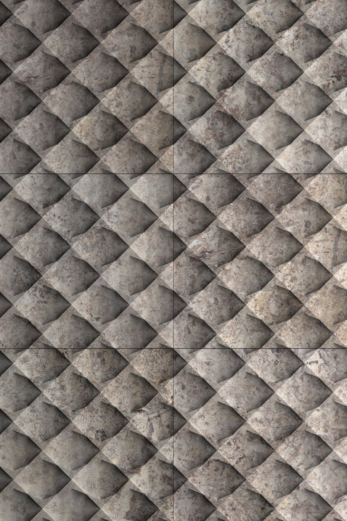 Silver Travertine Field Dimensional Carved Stone BLUEM Wall Tile - Livfloors Collection