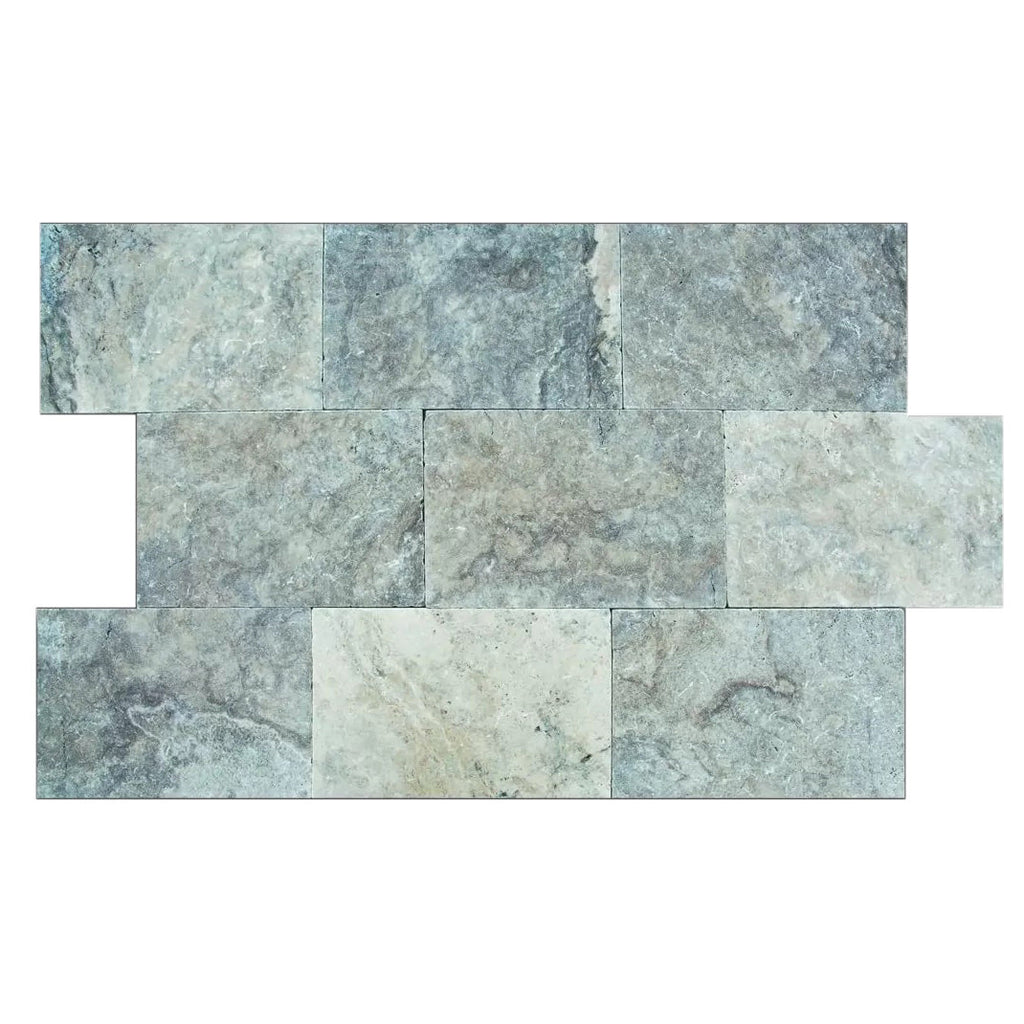Silver Travertine Pattern Tumbled Pavers - Full Truckload