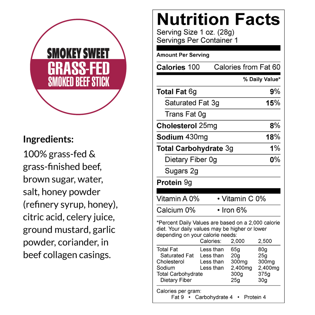 Variety - Original, Jalapeño, Smokey Sweet, 100% Grass-Fed Beef Sticks