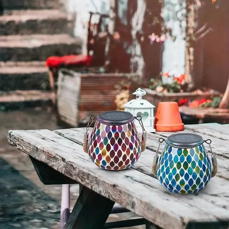Solar Outdoor Mosaic Lantern