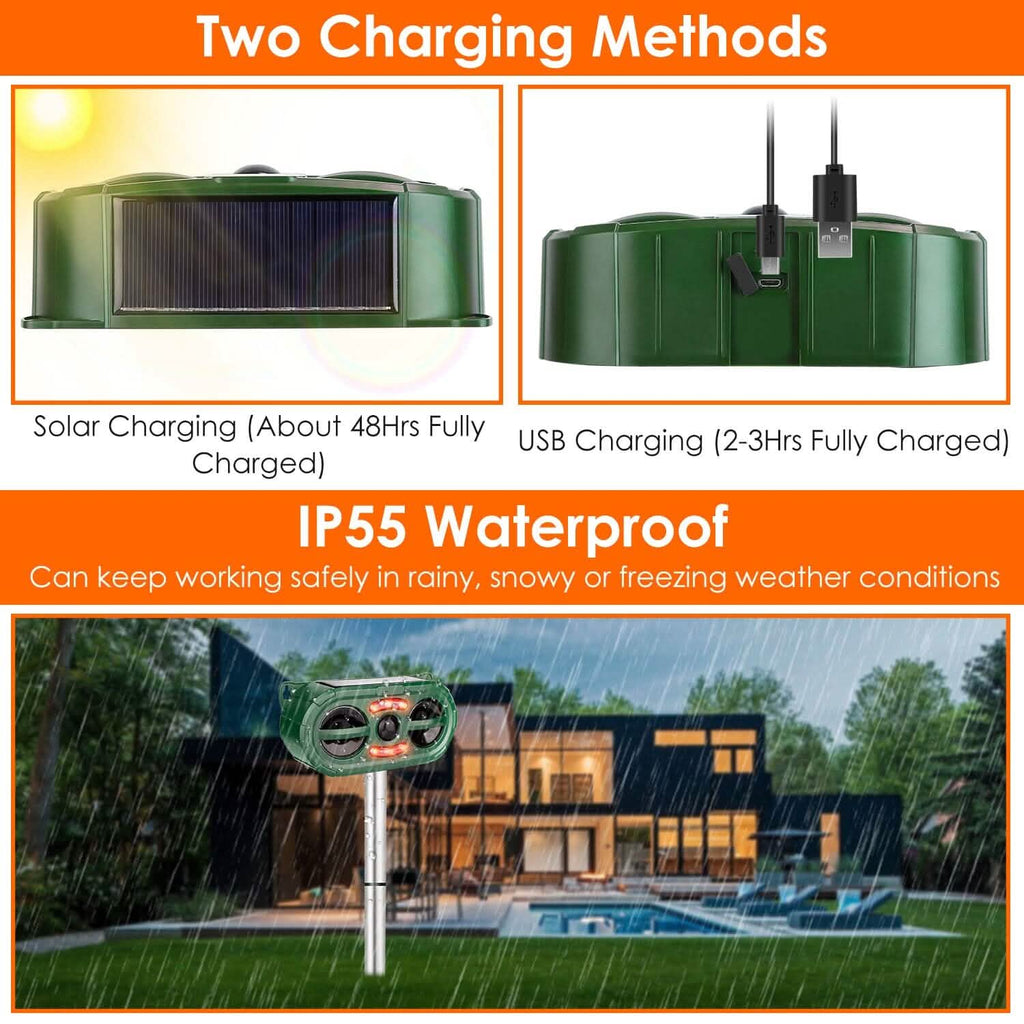 Solar Ultrasonic Animal Repeller Motion Sensor