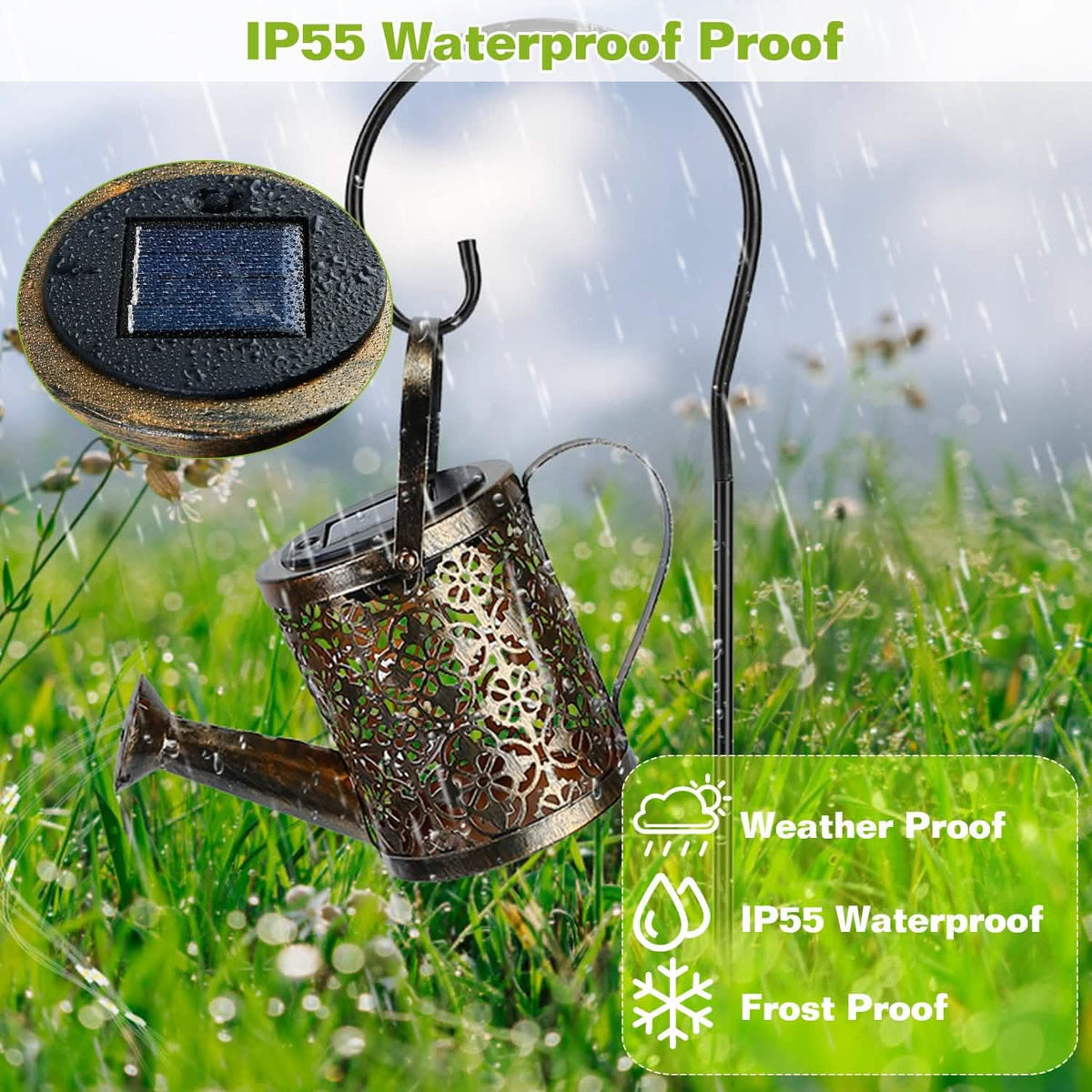Solar Watering Can Powdered String Light Stake