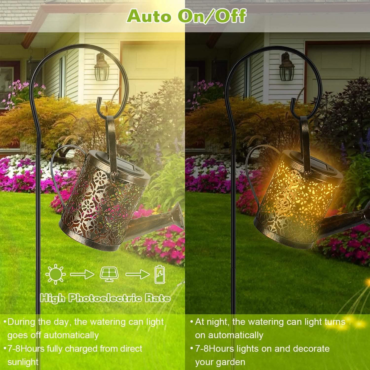 Solar Watering Can Powdered String Light Stake