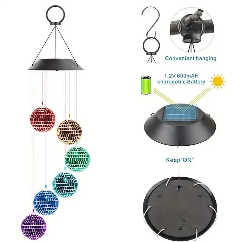 Solar Wind Chimes Light - Mobile Hanging LED Light, Color Changing Wind Chime