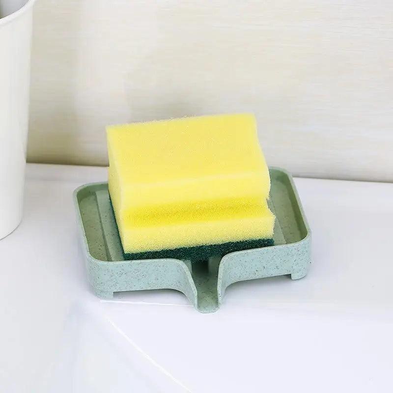 Sponge Holder PP Wheat Straw Storage Rack Drain Soap Box Tray Soapbox 1 Pcs Shower Soap Tray Tool Soap Dish Plate Holder Waterfall Draining Soap Sponge Holder for Shower Kitchen Sink Bathroom Laundry Countertop Face Body Bath Soap, Soap-Saving Dish