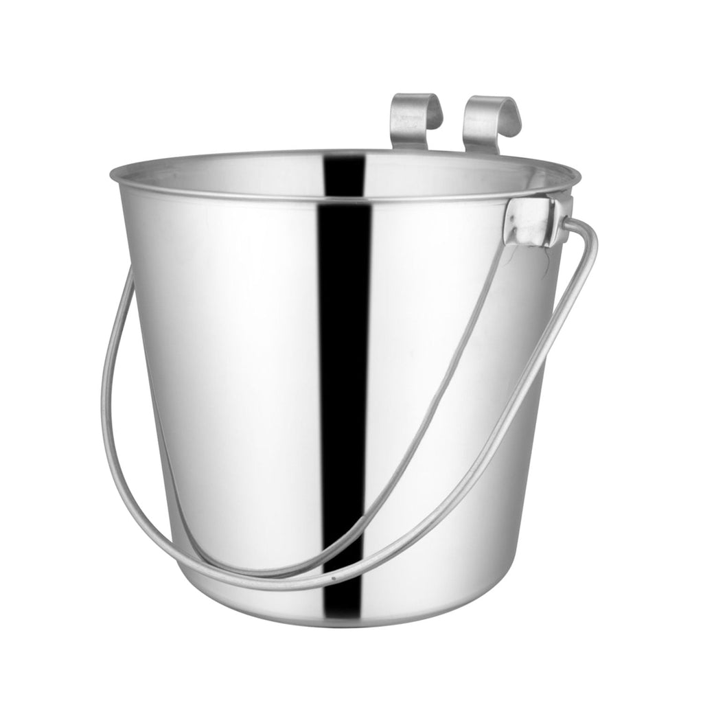 Jeffers Flat-Sided Stainless Steel Pails with Hook & Handle