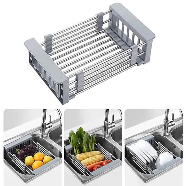 Stainless Steel Frame Drain Basket Telescopic Sink Frame