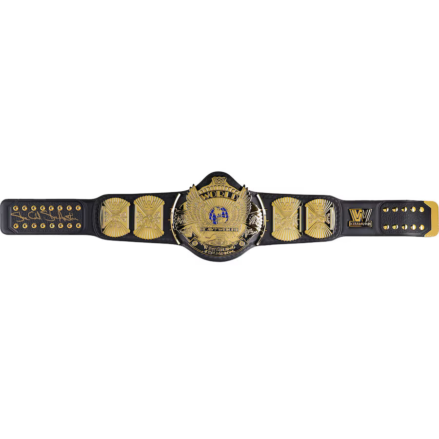 Stone Cold Steve Austin WWE Autographed Winged Eagle Championship Replica Title Belt