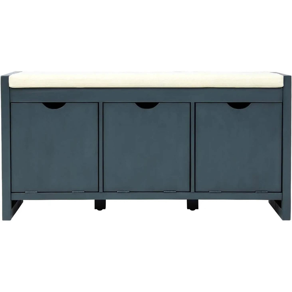 Storage Bench with Removable Cushion and 3 Flip Lock Storage Cubbies