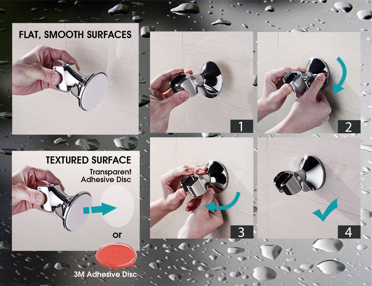 Handheld Shower Head Holder with Dual Angle Positions, Wall Suction Bracket