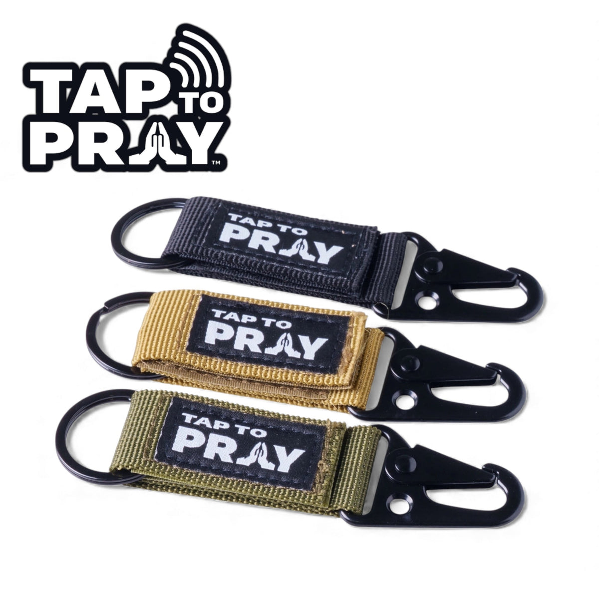 Tactical Carabiner Tap to Pray Keychain
