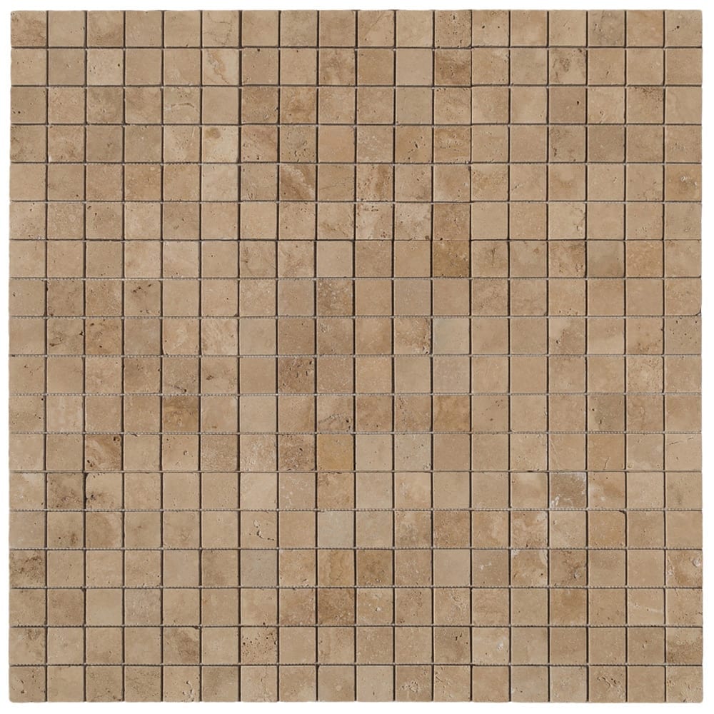 Riverbed Walnut Travertine Tumbled Mosaic Floor and Wall Tile - Livfloors Collection