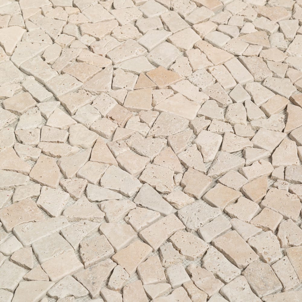 Classic Beige Travertine Palladian Tumbled Mosaic Floor and Wall Tile - Livfloors Collection