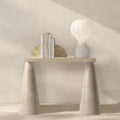 Troia Light Travertine Designer Cone Shape Legs Console Polished