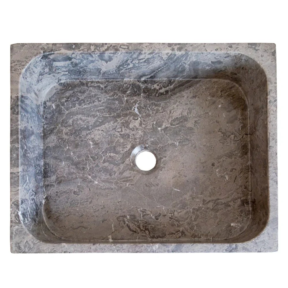 Tundra Gray Marble Rectangular Above Vanity Bathroom Sink (W)16" (L)19.5" (H)5"