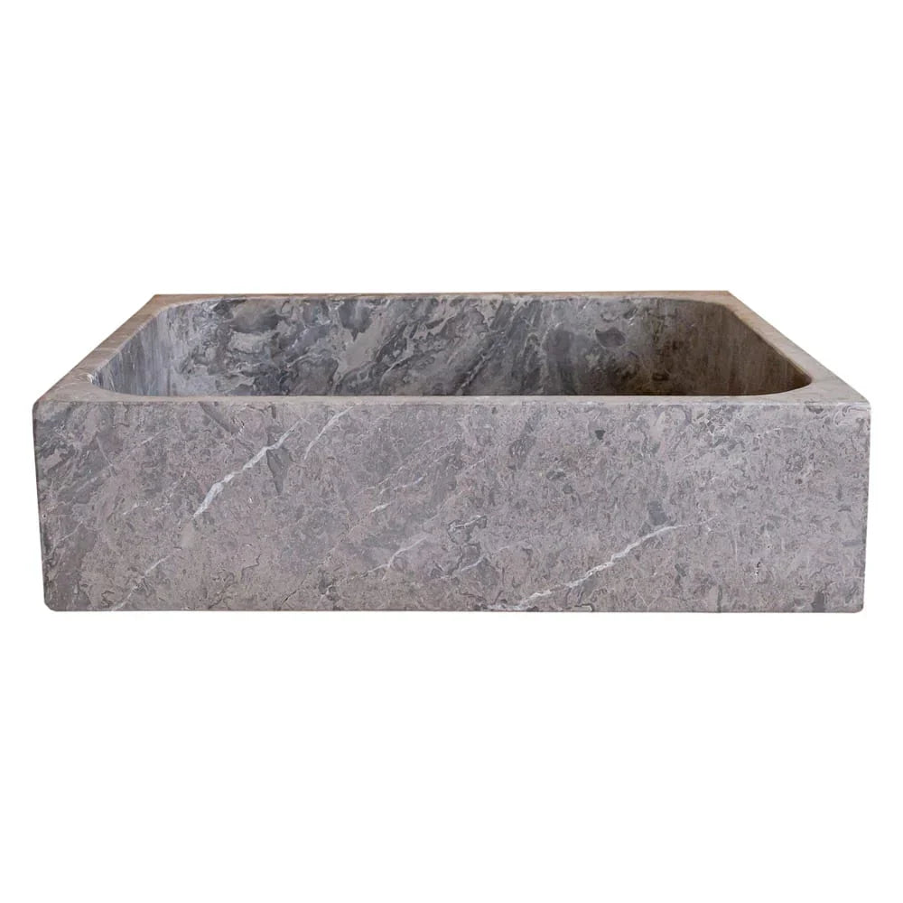 Tundra Gray Marble Rectangular Above Vanity Bathroom Sink (W)16" (L)19.5" (H)5"