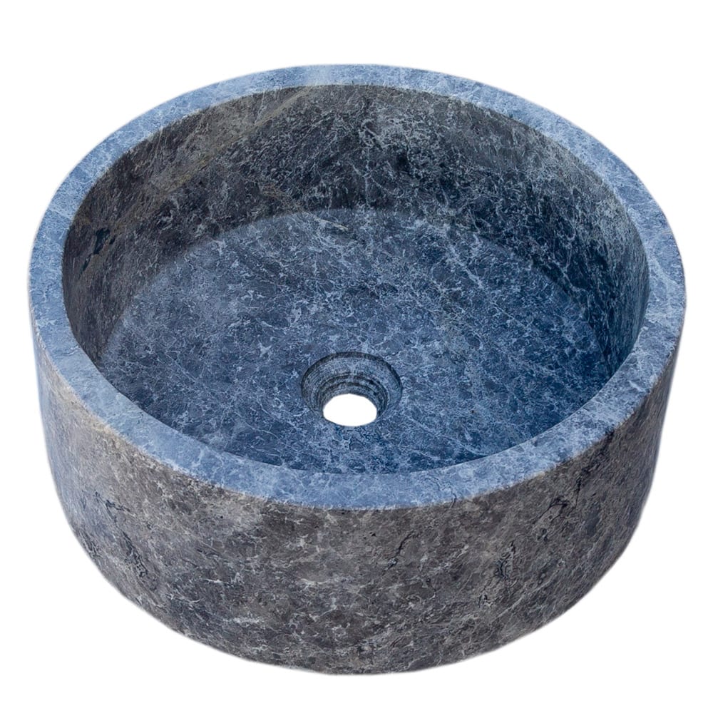Natural Stone Tundra Grey Marble Vessel Sink Polished D: 16" H: 6.5"