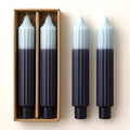 Blue Two-Tone Pleated Taper Candles | Set of 2