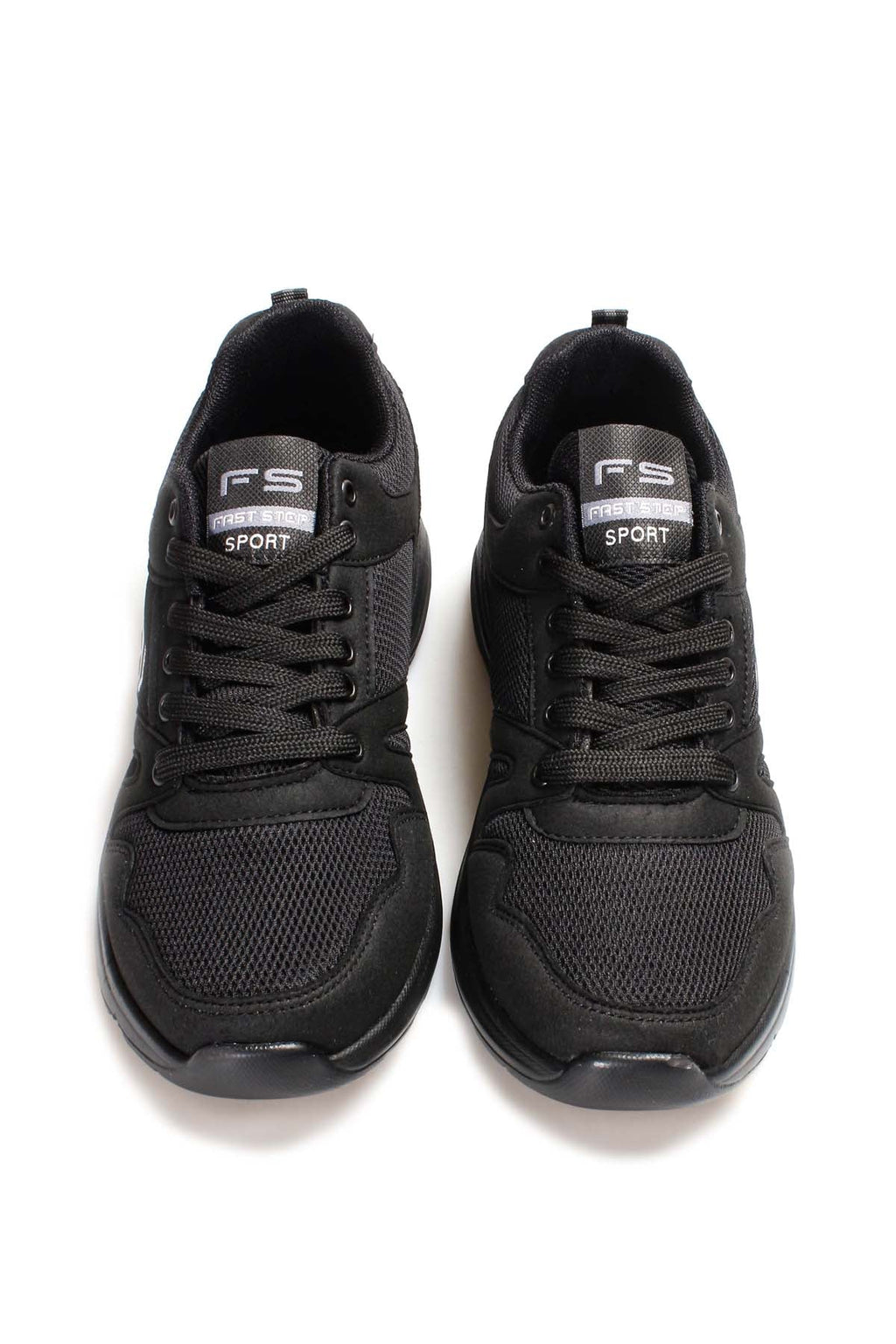 Men's All-Black Athletic Sneakers with Mesh Panels - Wessi