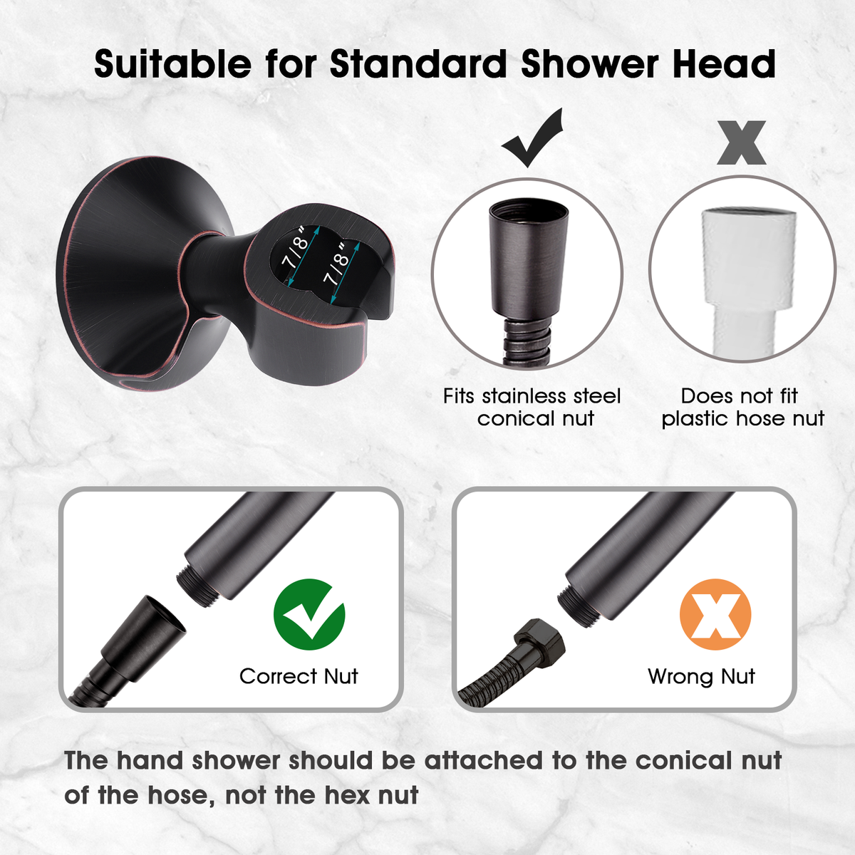 Handheld Shower Head Holder with Dual Angle Positions, Wall Suction Bracket