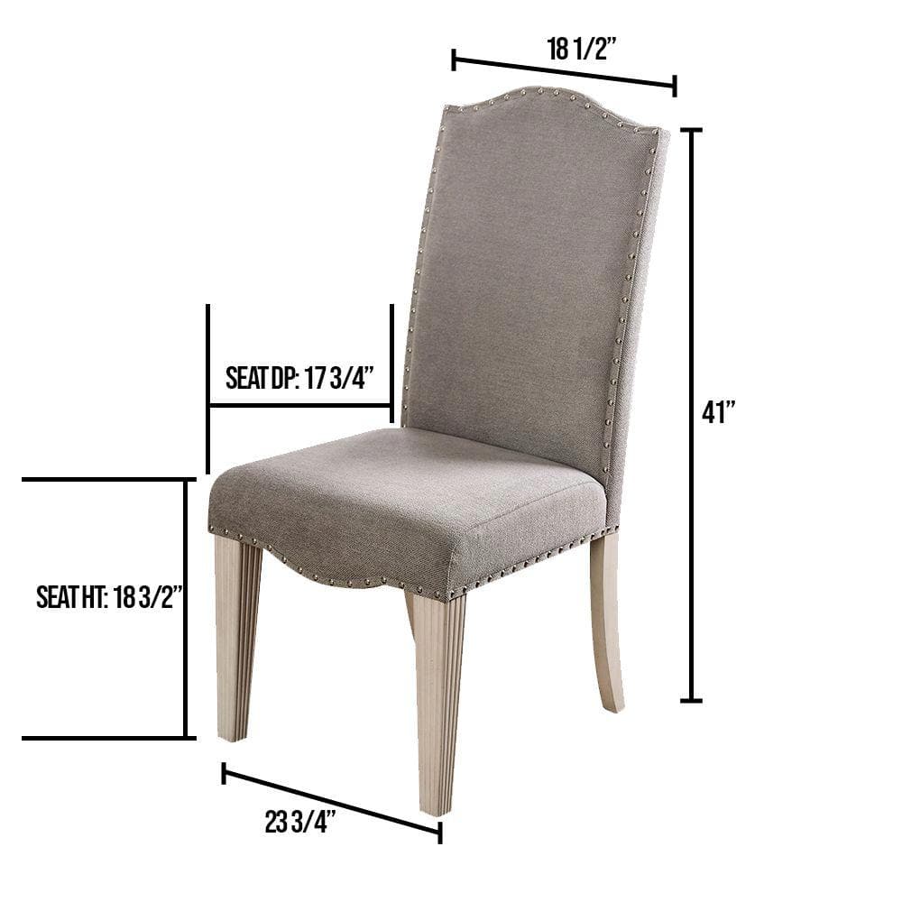 Upholstered Dining Chair with Nailhead Trim and Camel Back - Set of 2