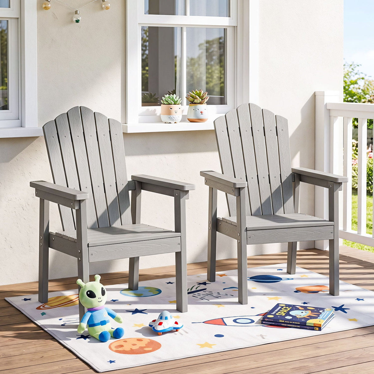 Adirondack Chair with High Backrest and Wide Armrests