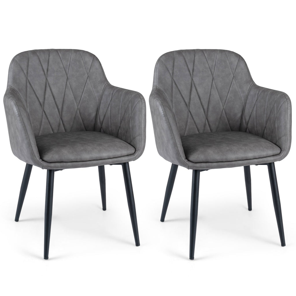 Upholstered Dining Chairs Set of 2 with Curved Back