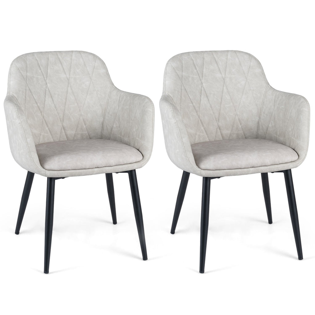 Upholstered Dining Chairs Set of 2 with Curved Back