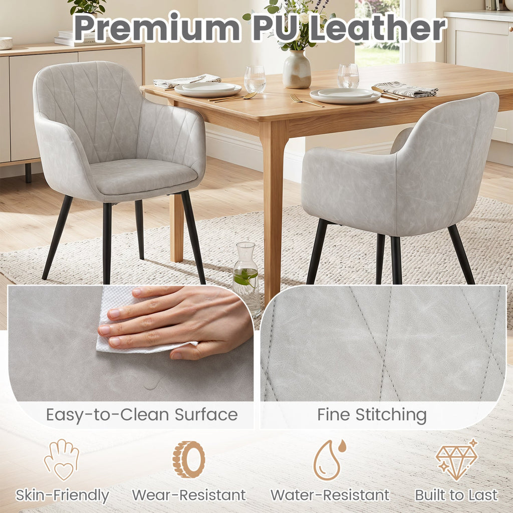 Upholstered Dining Chairs Set of 2 with Curved Back