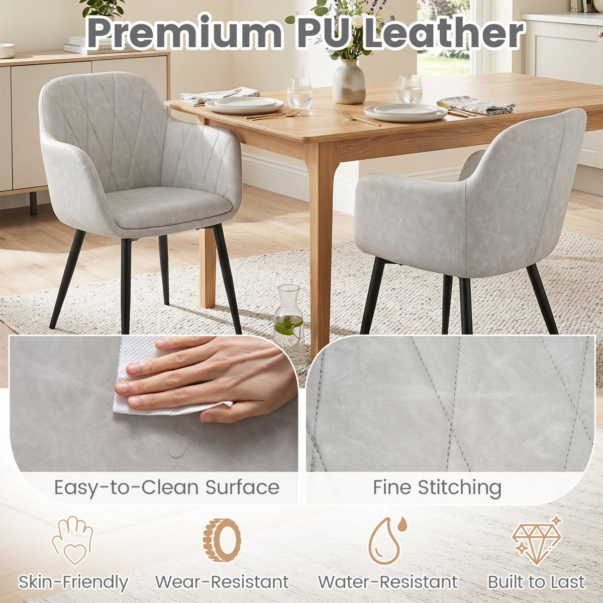 Upholstered Dining Chairs Set of 2 with Curved Back