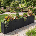 Raised Garden Bed Set of 2 with PE Rattan Wicker & Liner