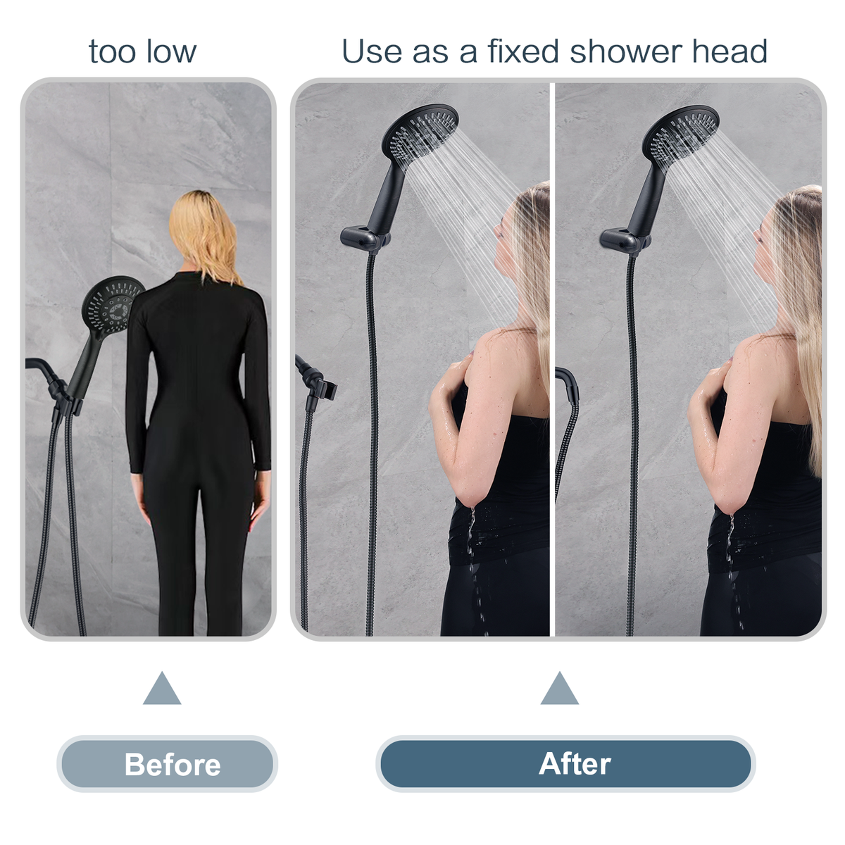 Adjustable Handheld Shower Head Holder with 1/2-Inch Connection