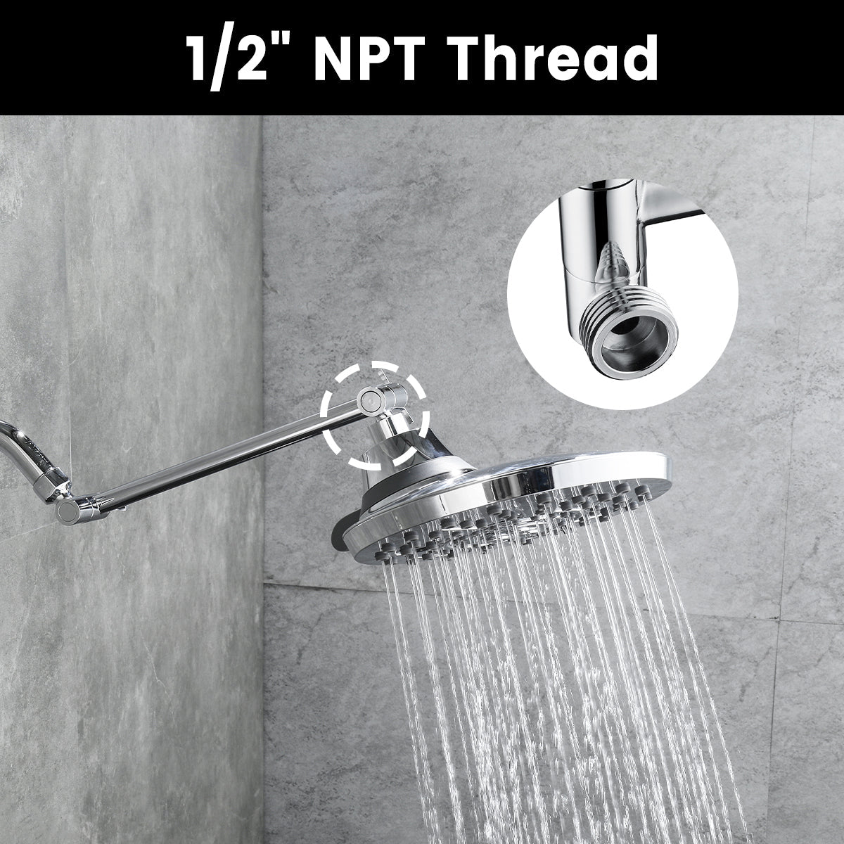10 Inch Brass Shower Head Extension Arm, Height & Angle Adjustable
