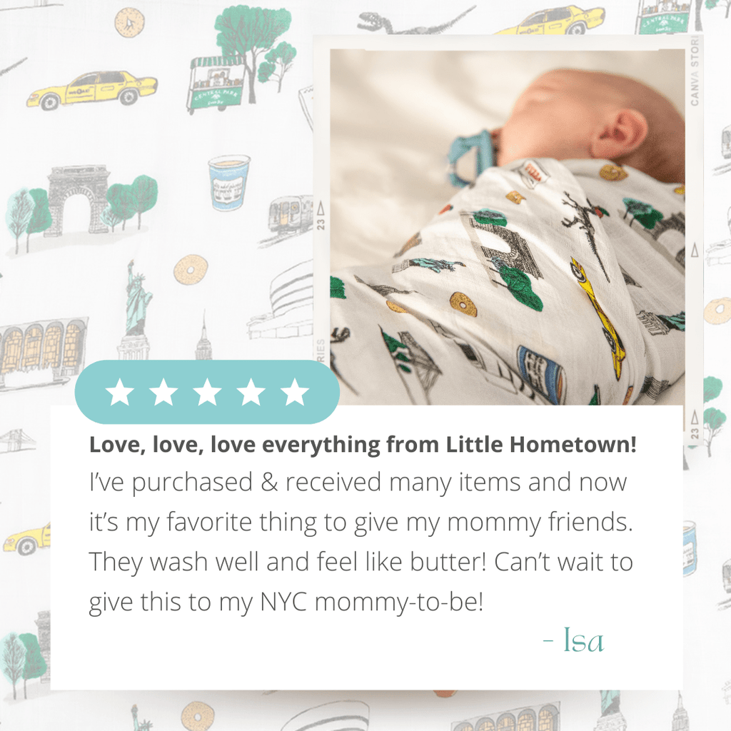 Washington Square Park NYC Newborn Gift Bundle: Swaddle, Bib & Onesie
