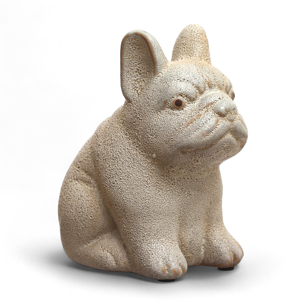 White Terracotta French Bulldog Figurine