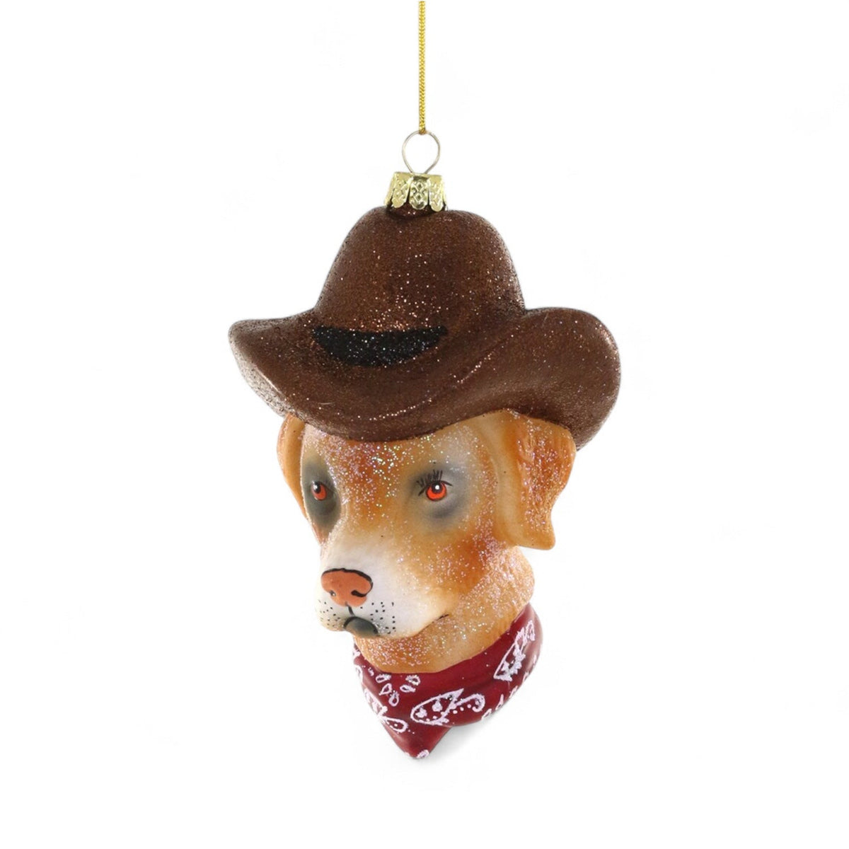 Wild West Puppy Glass Ornament