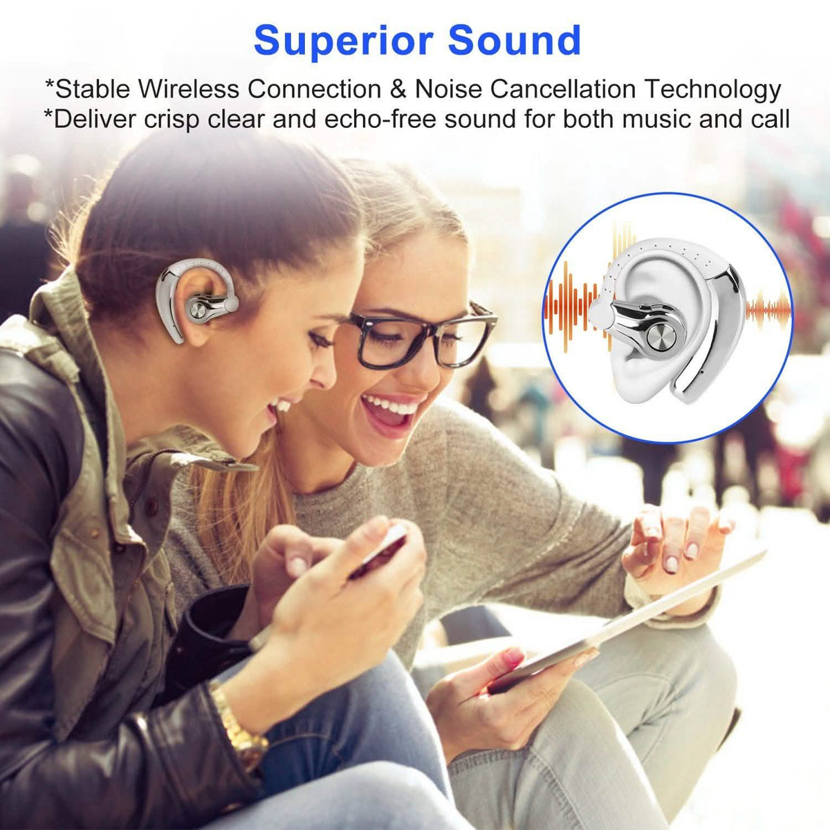 Wireless Earpiece Right with Mic Earhook