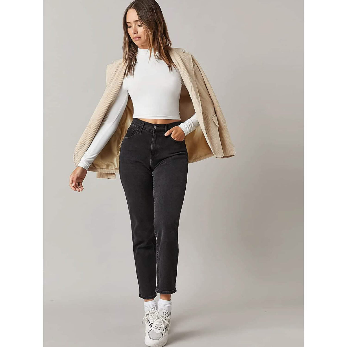 Women's Basic Mock Neck Long Sleeve Top