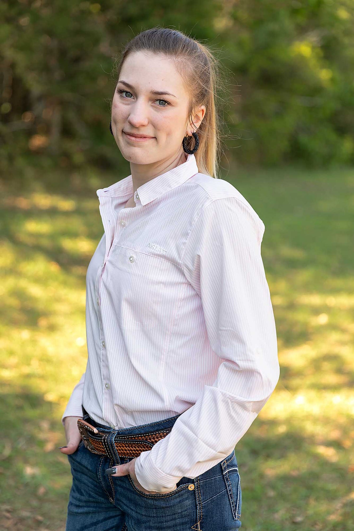 Women's VentTek Stretch Shirt, Strawberry Stripe