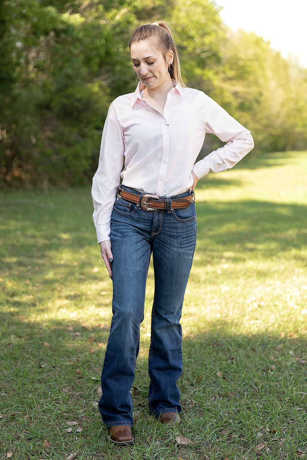 Women's VentTek Stretch Shirt, Strawberry Stripe