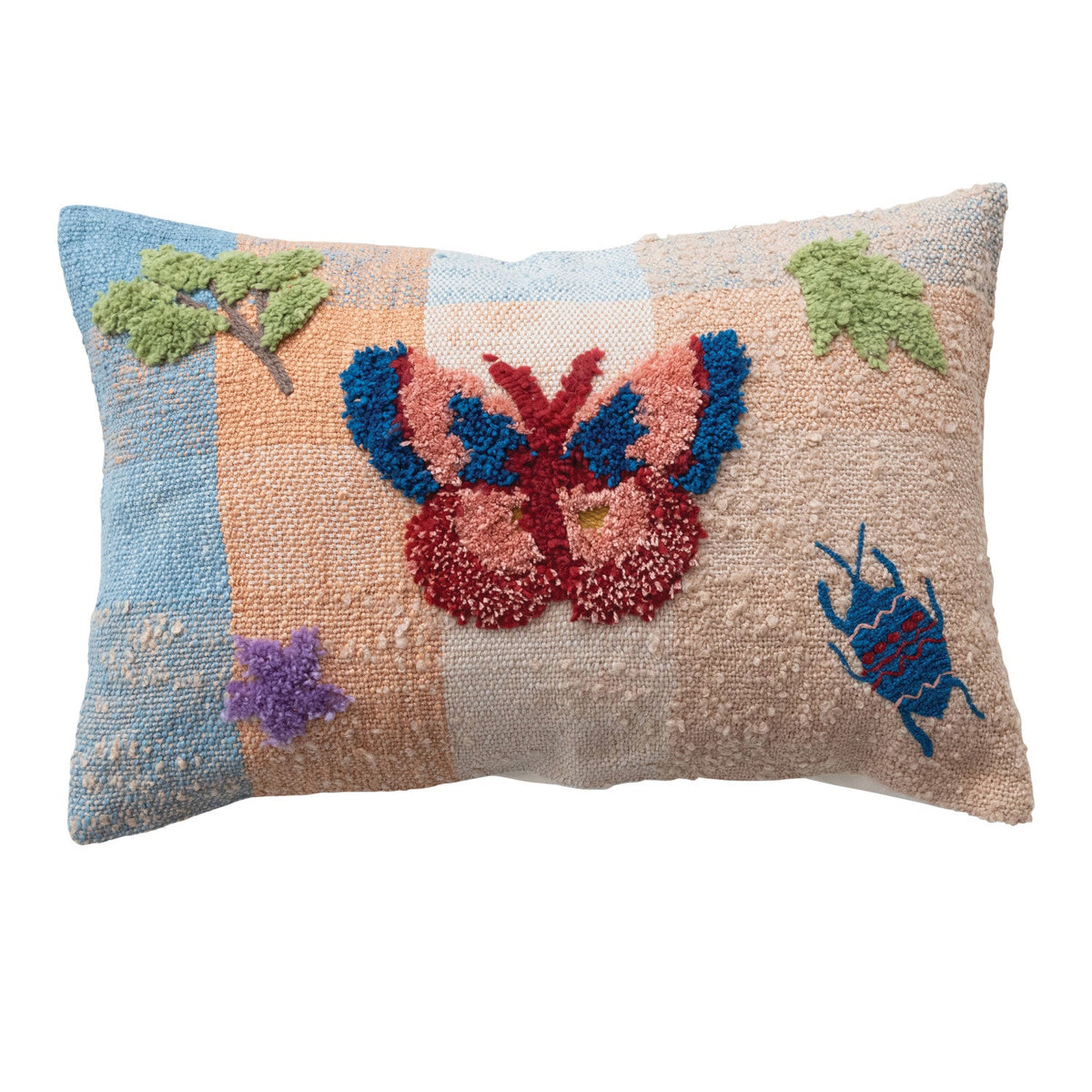 Tufted & Embroidered Butterfly & Insect Woven Thow Pillow