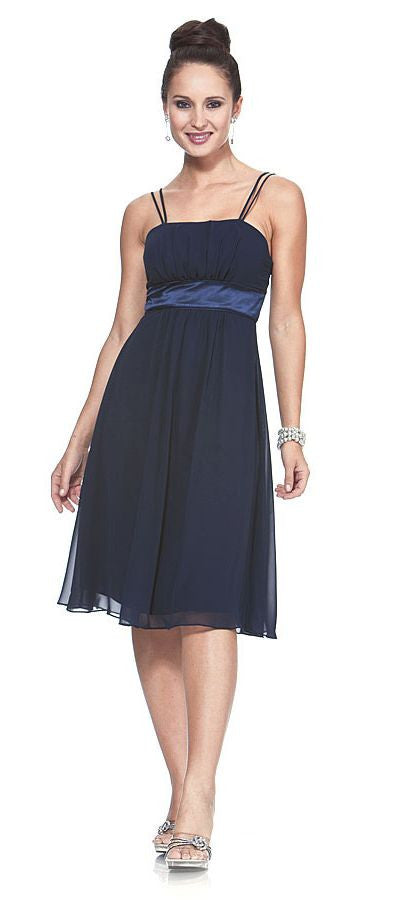 CLEARANCE - Knee Length Spaghetti Strap Chiffon Dress (Size Medium)