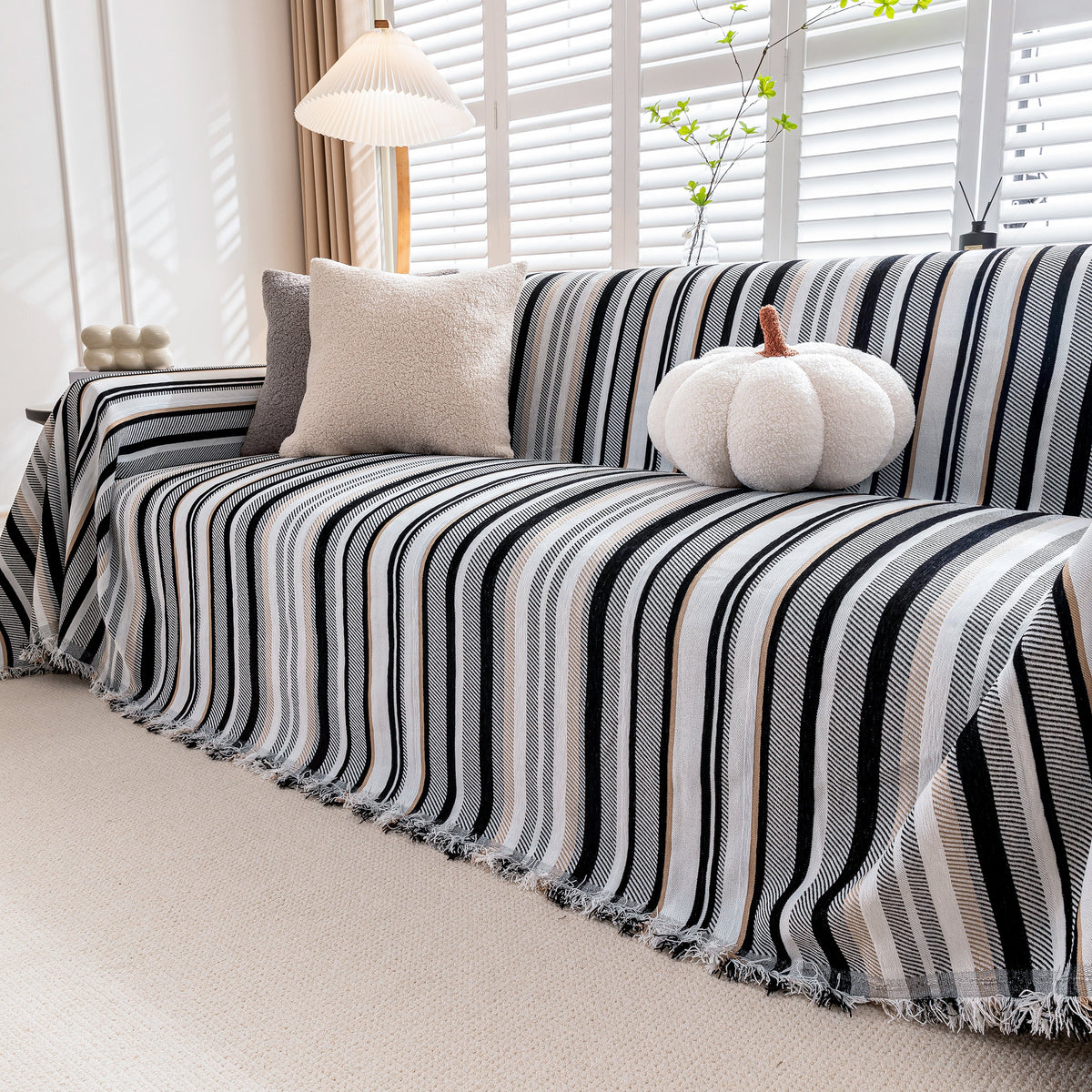 Modern Minimalist Sofa Throw Cover Cotton Knit Throws for Couch Scratch Proof Couch Cover