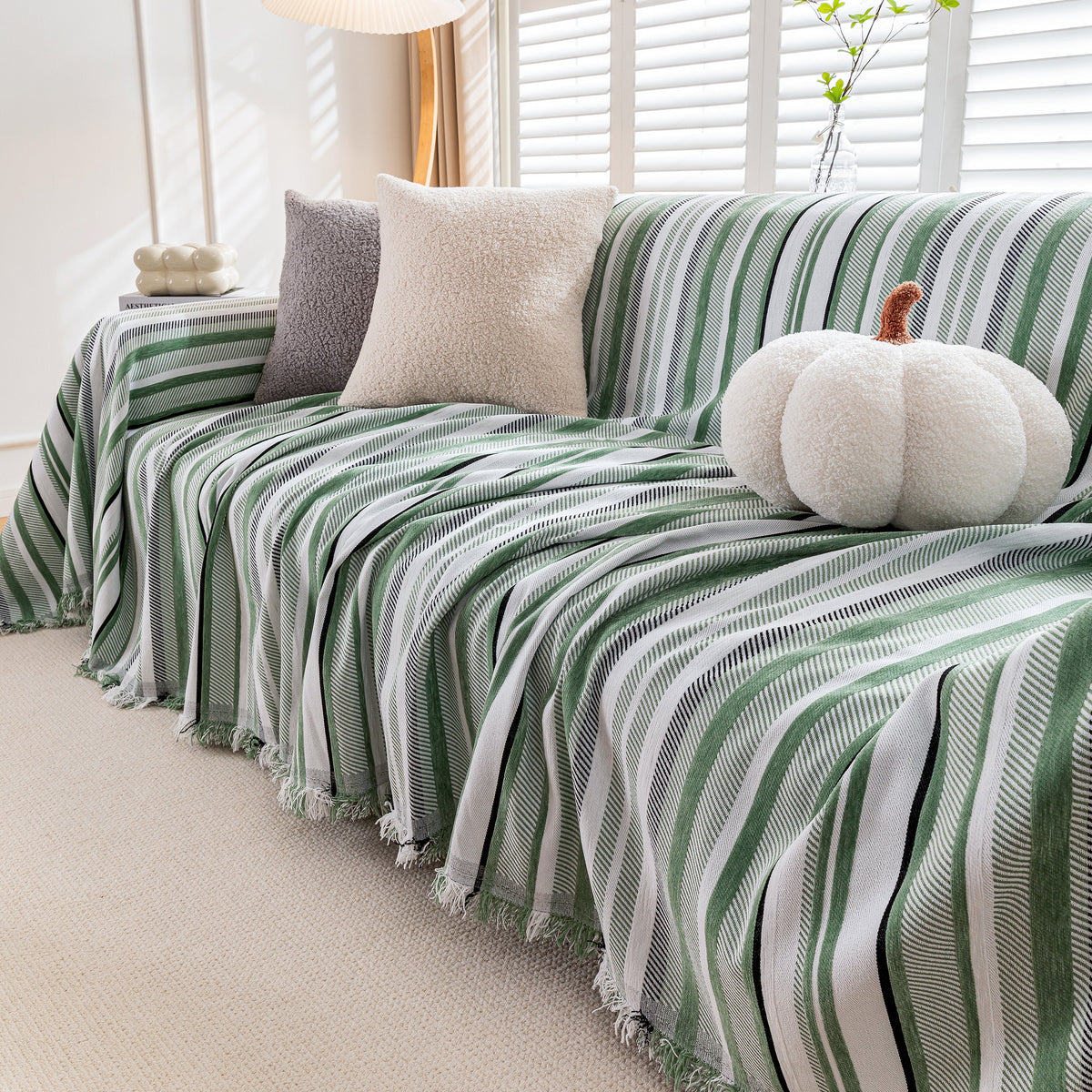 Modern Minimalist Sofa Throw Cover Cotton Knit Throws for Couch Scratch Proof Couch Cover