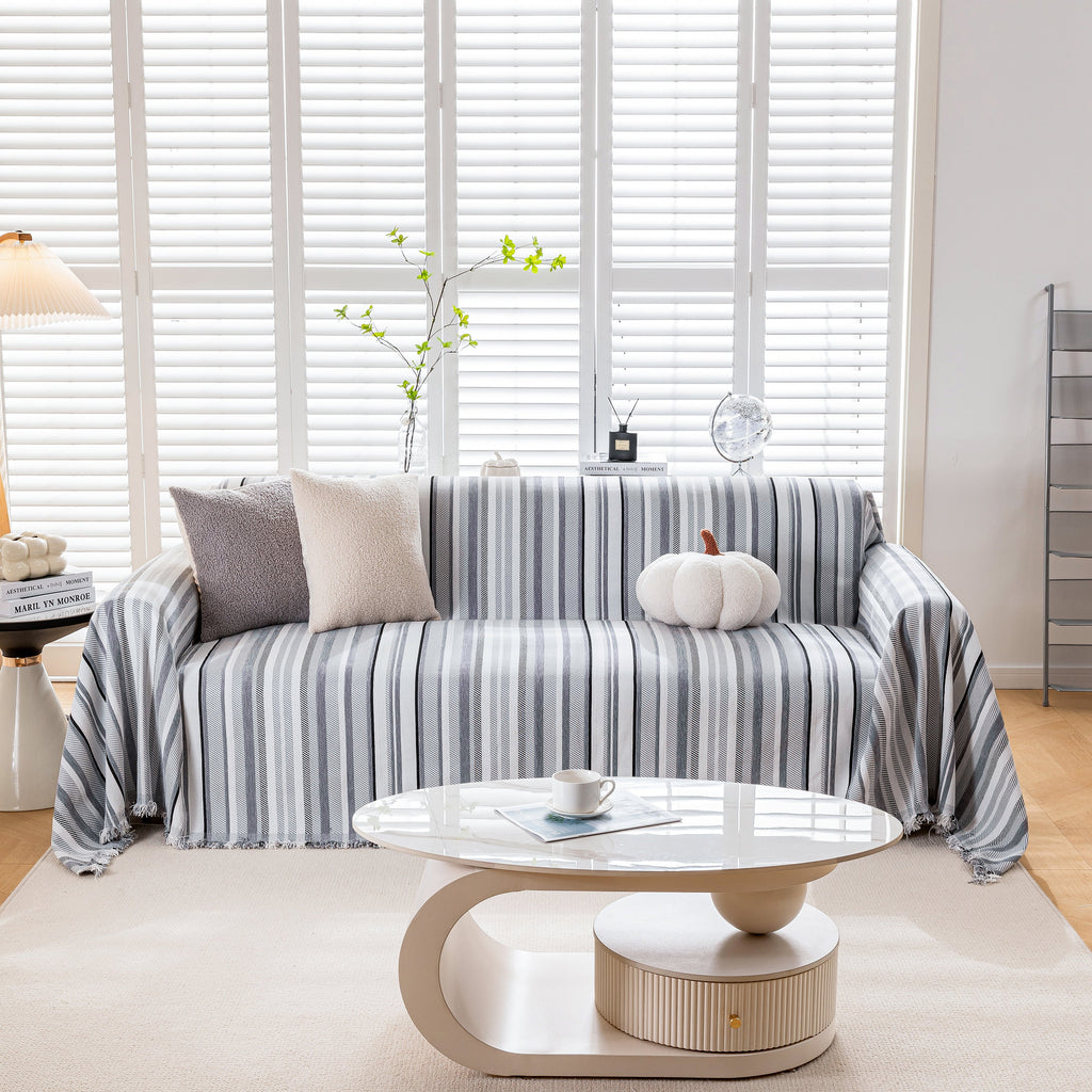 Modern Minimalist Sofa Throw Cover Cotton Knit Throws for Couch Scratch Proof Couch Cover